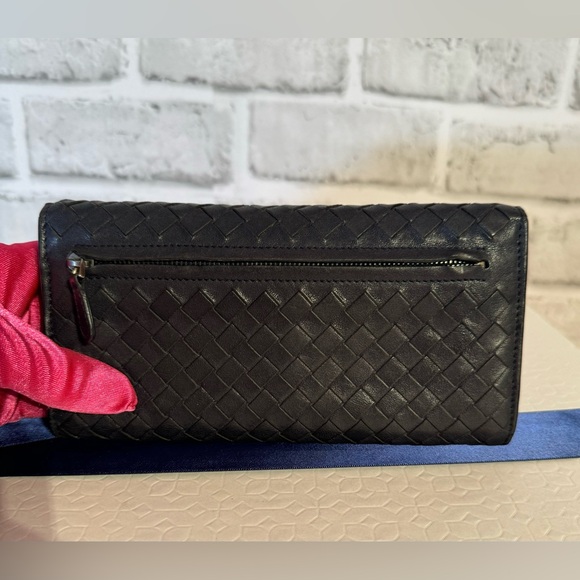 Bottega Veneta Dark Blue Intrecciato Leather Continental Flap Wallet - Picture 13 of 14